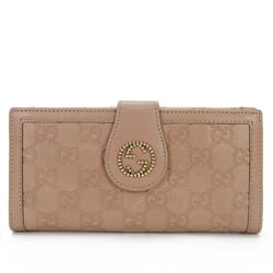 Gucci W long wallet bi-fold Guccisima GG pink beige leather ladies GUCCI 269970 Long Wallet Leather