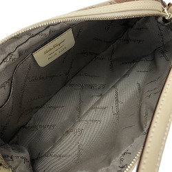 Salvatore Ferragamo AU-21-3323 Hand Pouch Shoulder Bag Gancini Leather Canvas Brown shoulder bag leather beige brown