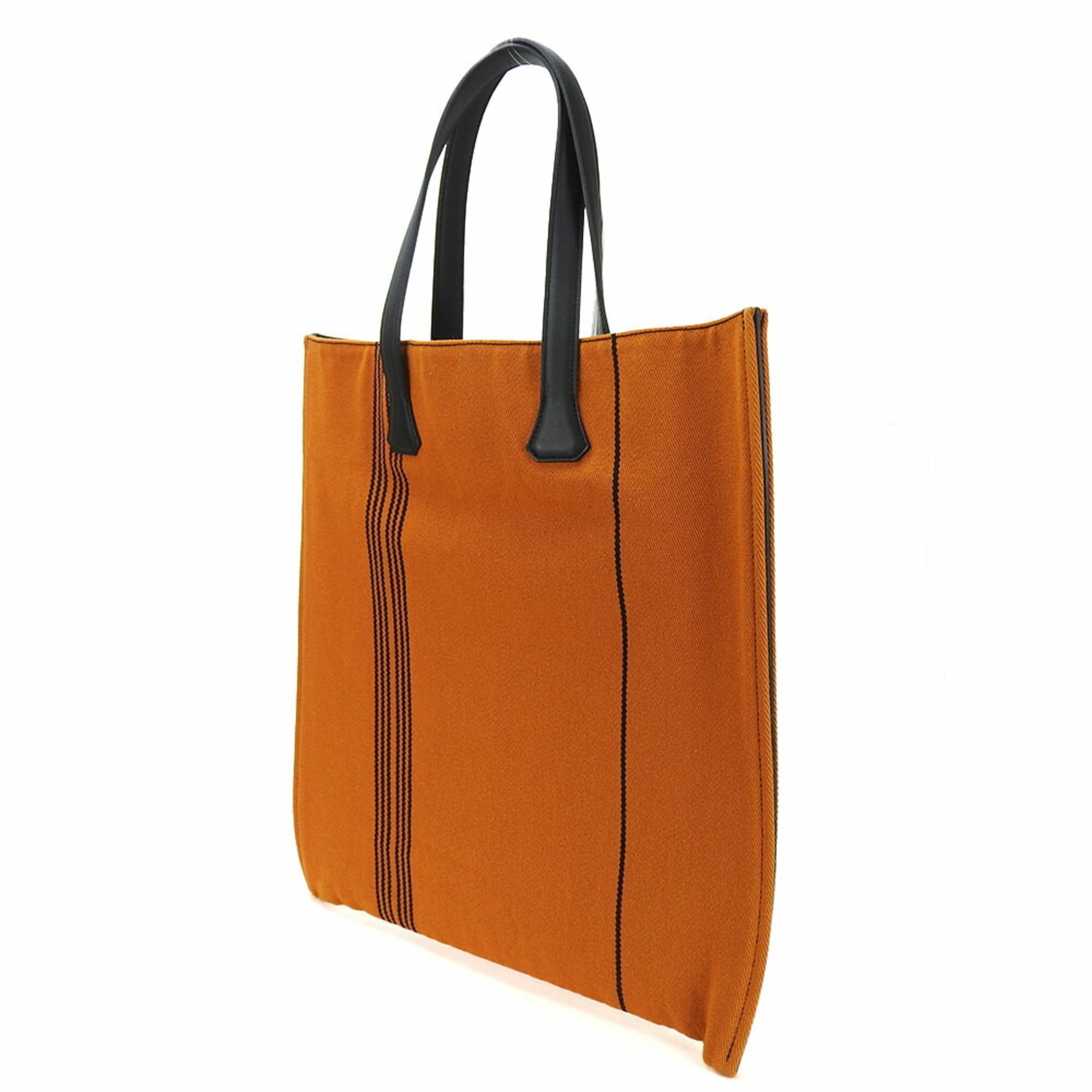 Hermes Tote Bag Potamos Cabas GM Orange Black Canvas Leather Unisex Women's Men's HERMES bag orange black
