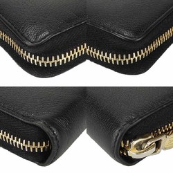 SAINT LAURENT YSL 352904 Round Long Wallet Black Leather Women's Zip Around