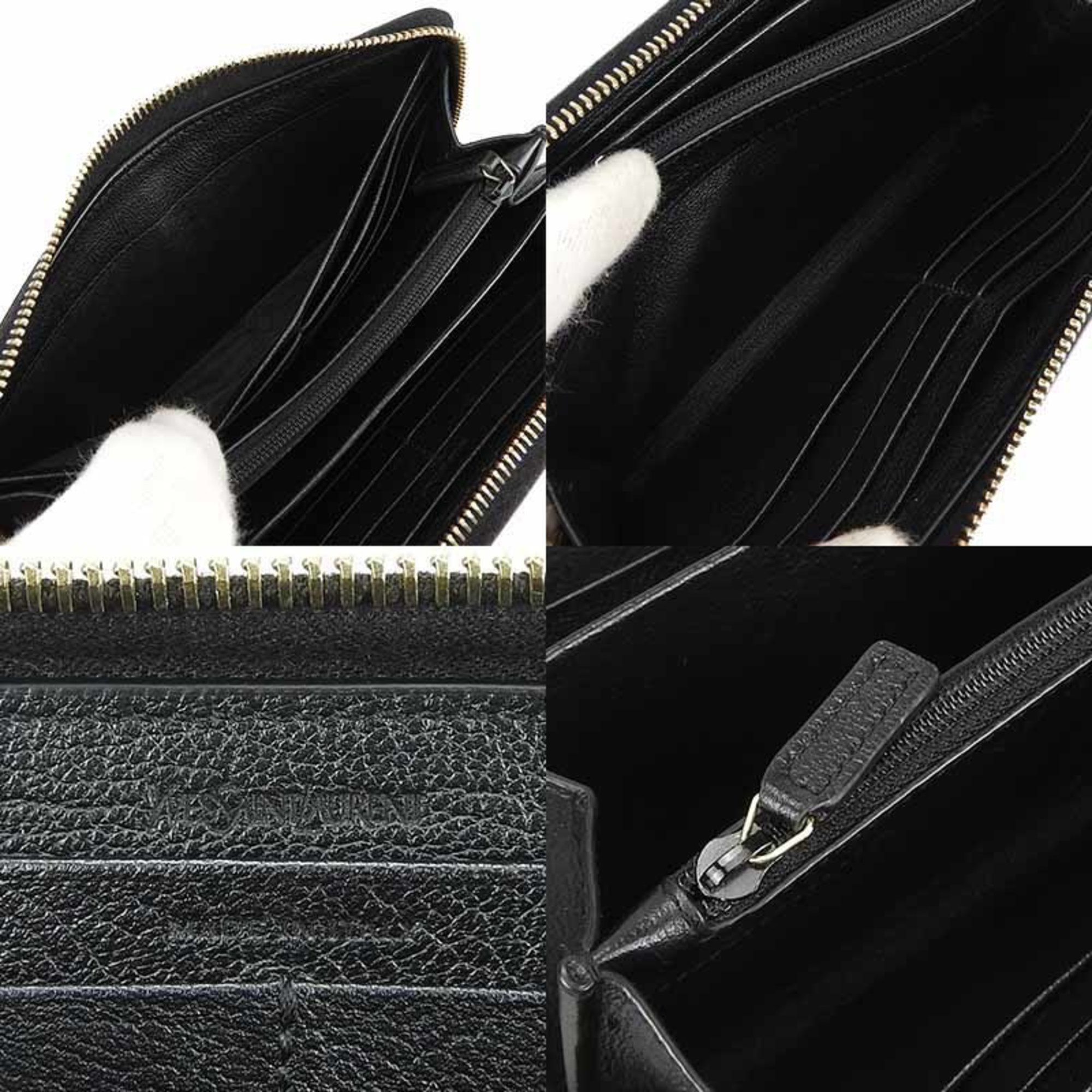 SAINT LAURENT YSL 352904 Round Long Wallet Black Leather Women's Zip Around
