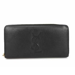 SAINT LAURENT YSL 352904 Round Long Wallet Black Leather Women's Zip Around