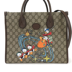 GUCCI hand bag shoulder 648134 GG Supreme Donald Duck Disney collaboration leather PVC beige brown ladies Donaldduck