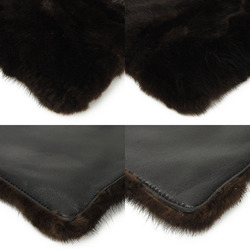 LOEWE nappa leather mink fur handbag black dark brown mini hand bag Dark Brown