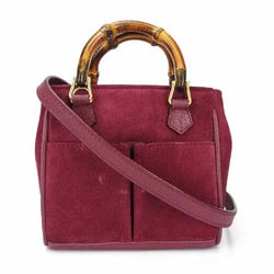 Gucci Hand Bag Leather Suede Bamboo Purple Women's 007.123.0238 GUCCI Mini