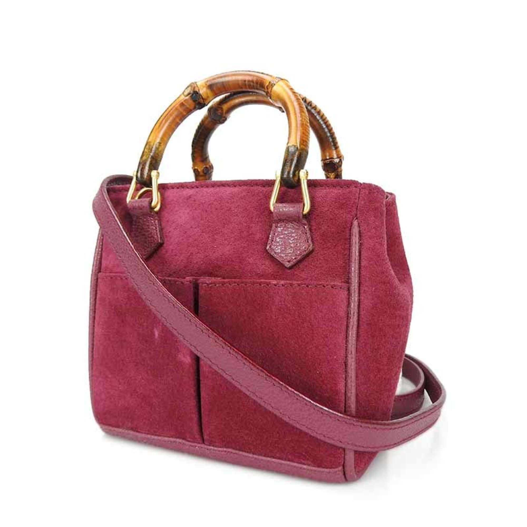 Gucci Hand Bag Leather Suede Bamboo Purple Women's 007.123.0238 GUCCI Mini