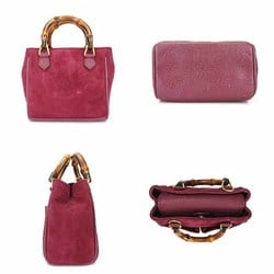 Gucci Hand Bag Leather Suede Bamboo Purple Women's 007.123.0238 GUCCI Mini