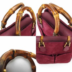 Gucci Hand Bag Leather Suede Bamboo Purple Women's 007.123.0238 GUCCI Mini