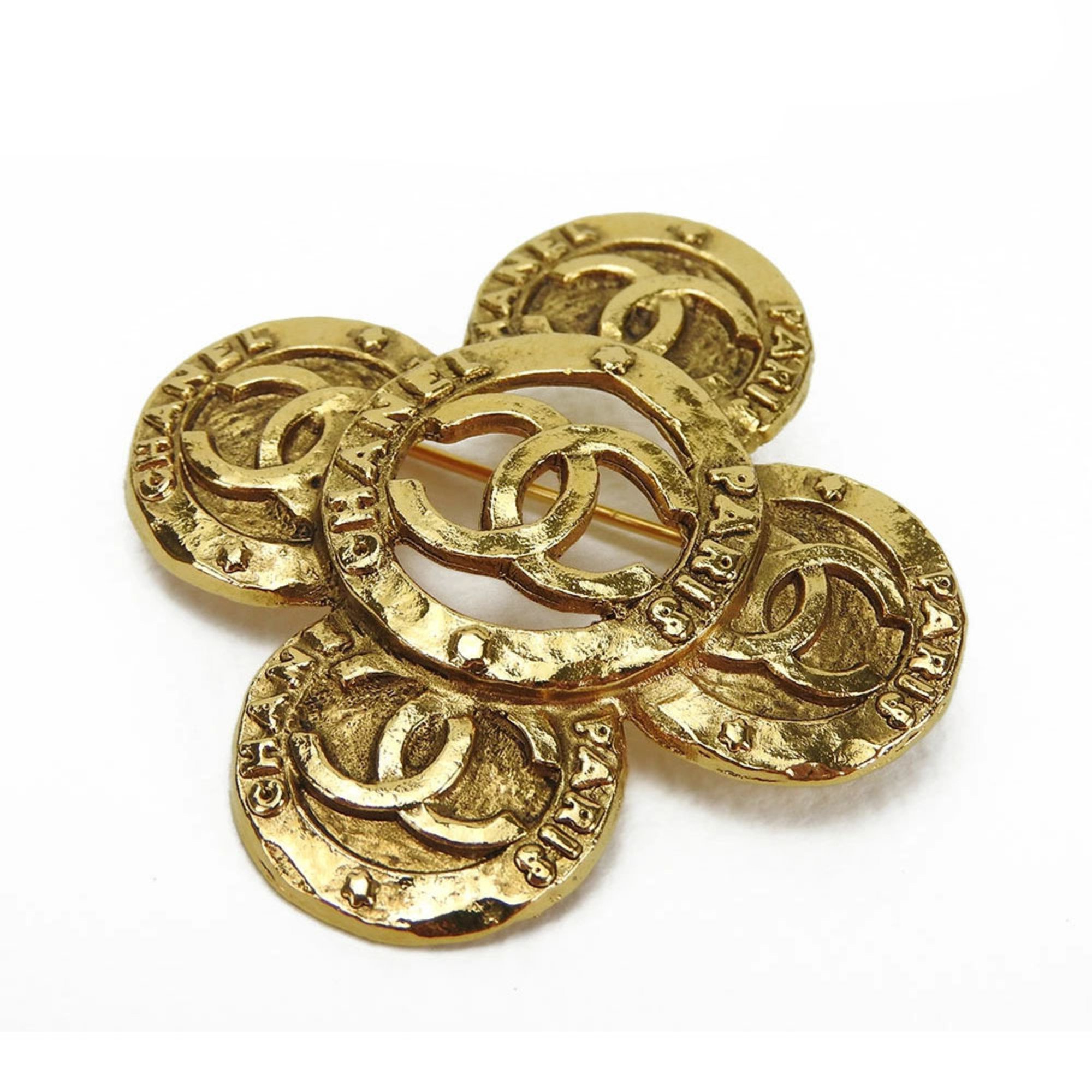 CHANEL Chanel coco mark brooch flower plated gold accessory box accessories