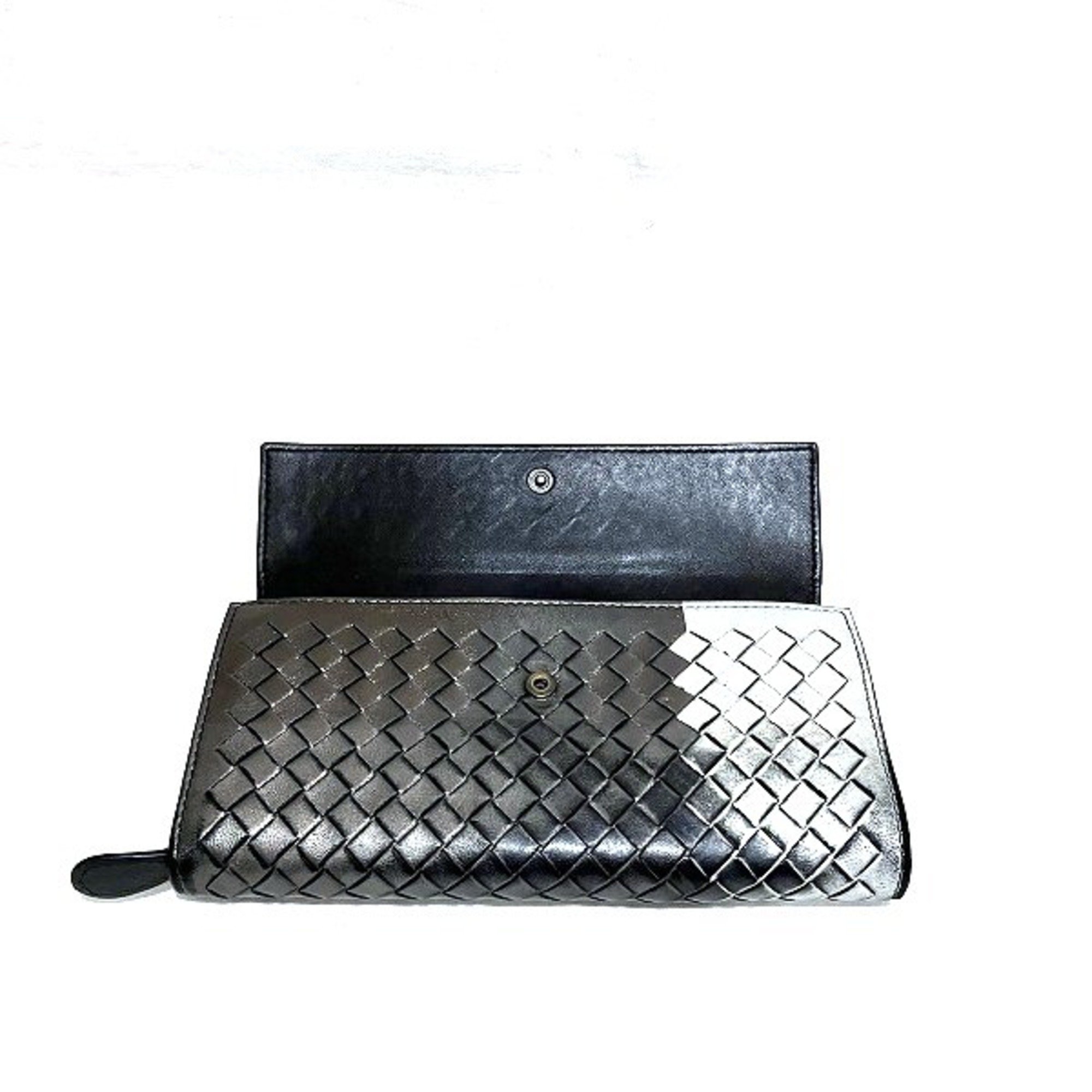 Bottega Veneta Intrecciato Leather Black Gradient Wallet Long Unisex