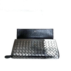 Bottega Veneta Intrecciato Leather Black Gradient Wallet Long Unisex