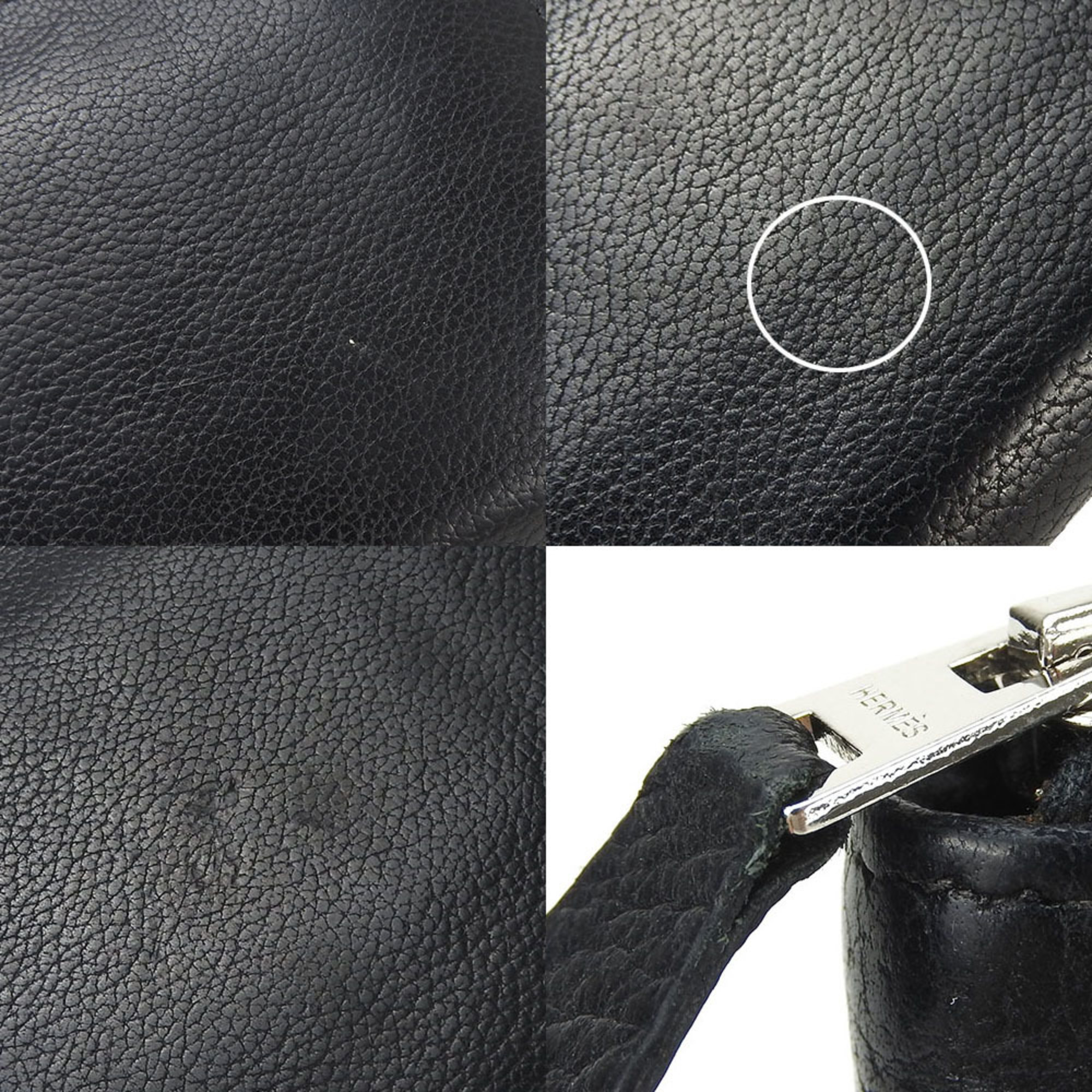 Hermes Round Long Wallet Azapp Classic Leather □J Engraved Black Accessories Men's Women's HERMES black