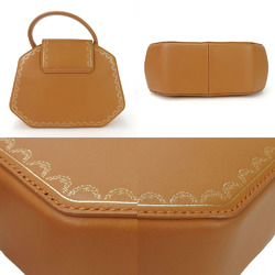 Cartier Handbag Shoulder Garland De L1002171 Leather Brown Chic Ladies Bag brown