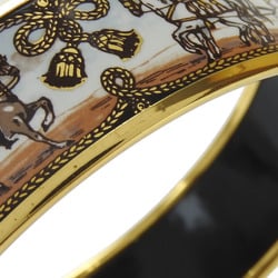 hermes bangle bracelet enamel accessory carriage horse cloisonné gold light blue brown GP plated ladies accessories
