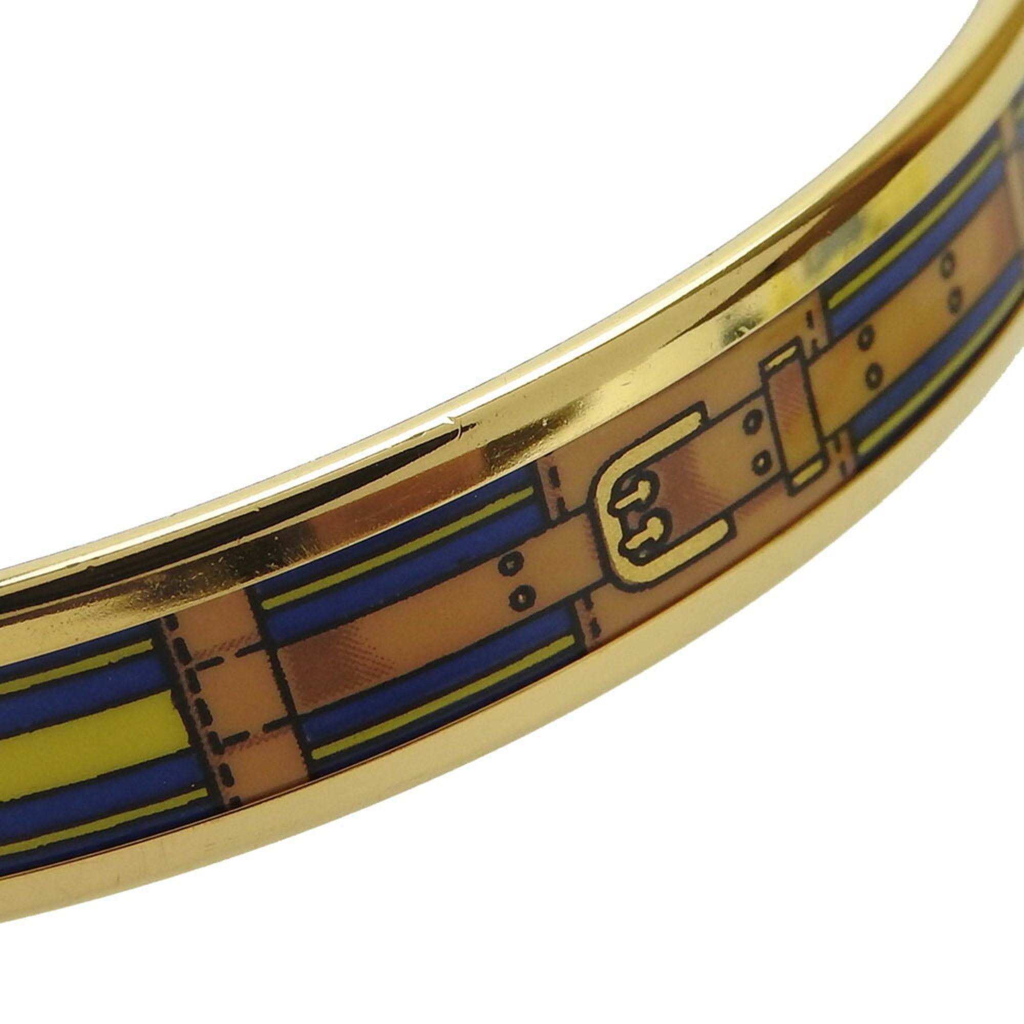 hermes bangle bracelet enamel accessory belt pattern cloisonne gold blue yellow plated ladies accessories