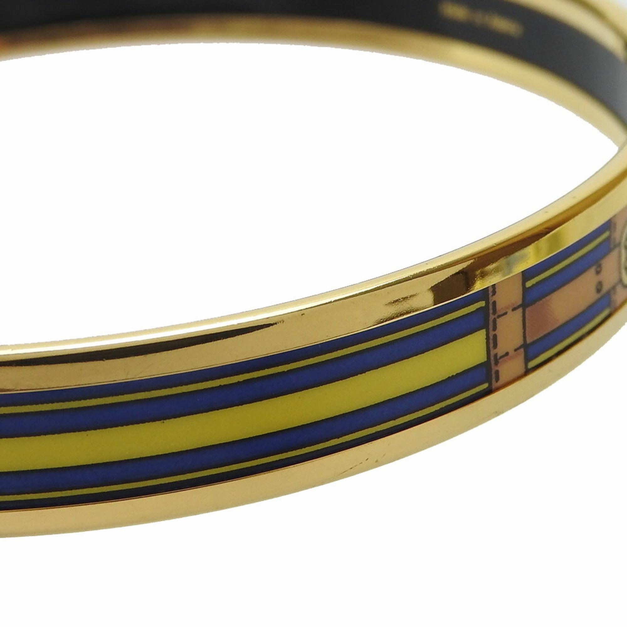 hermes bangle bracelet enamel accessory belt pattern cloisonne gold blue yellow plated ladies accessories