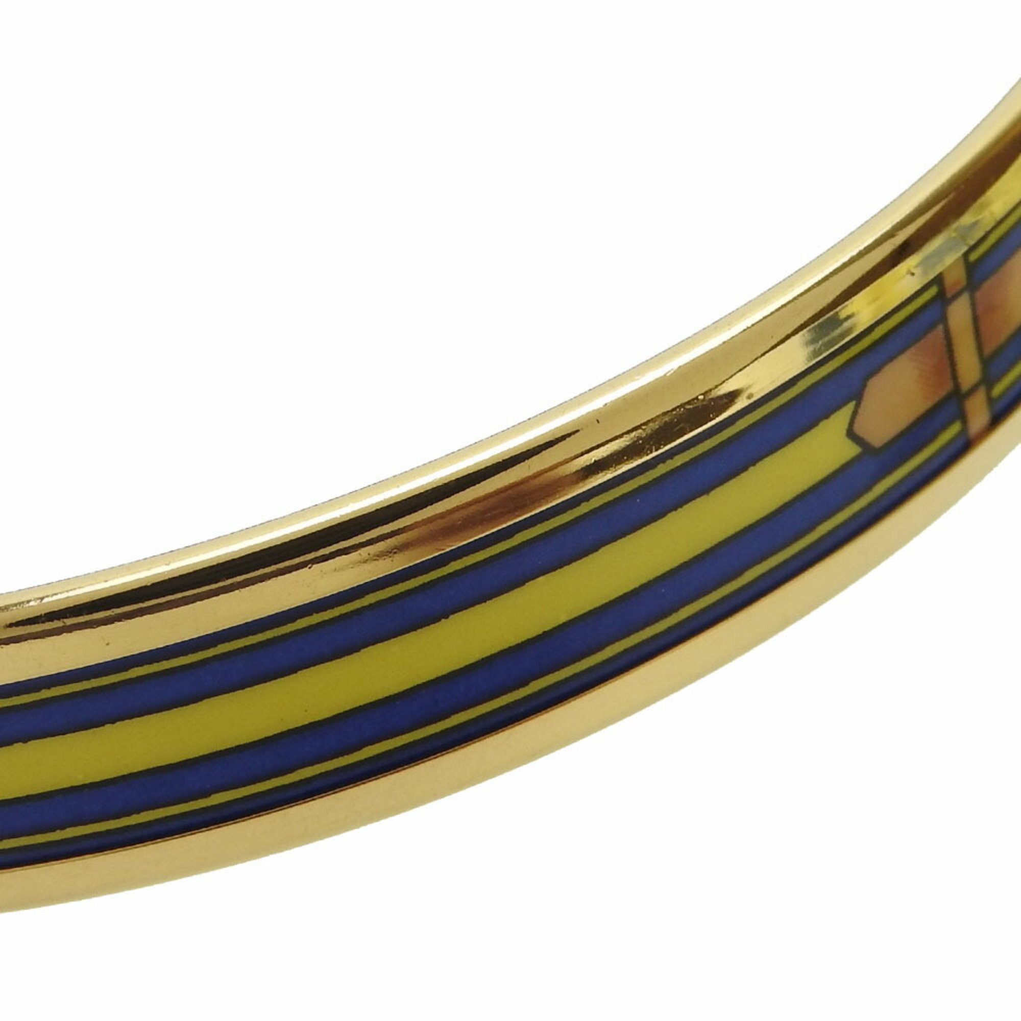 hermes bangle bracelet enamel accessory belt pattern cloisonne gold blue yellow plated ladies accessories