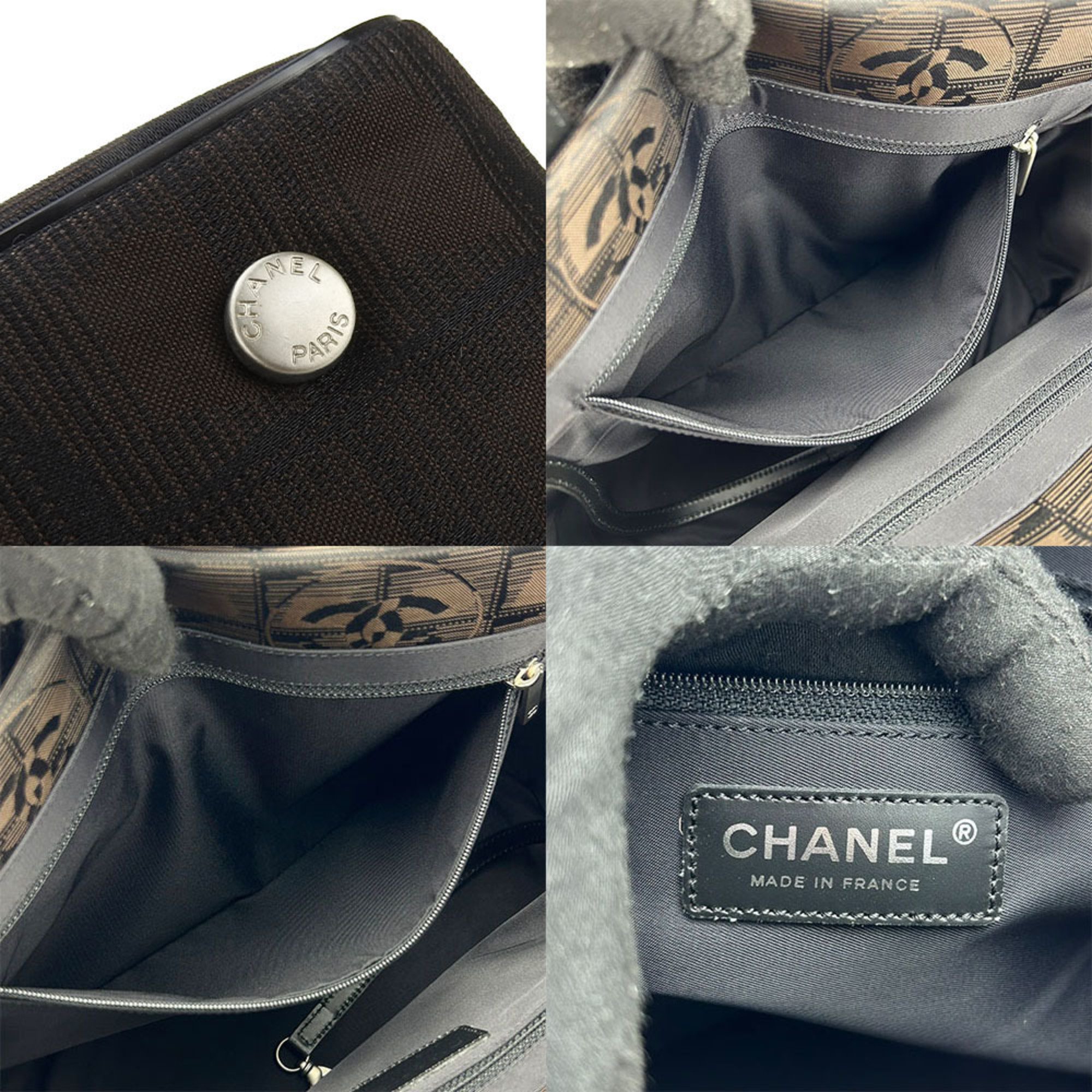 CHANEL PM New Line No. 9 Maron Brown Jacquard Nylon Leather Coco Mark Women's tote bag brown