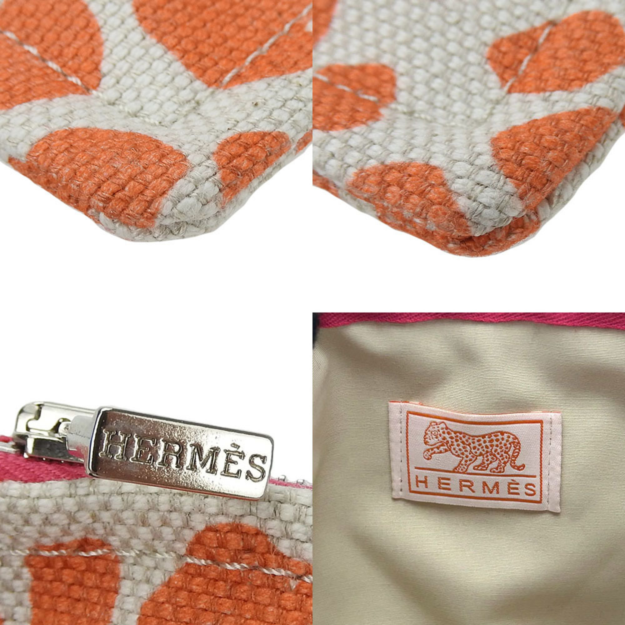 Hermes pouch bag in cotton linen accessories panther ladies HERMES case