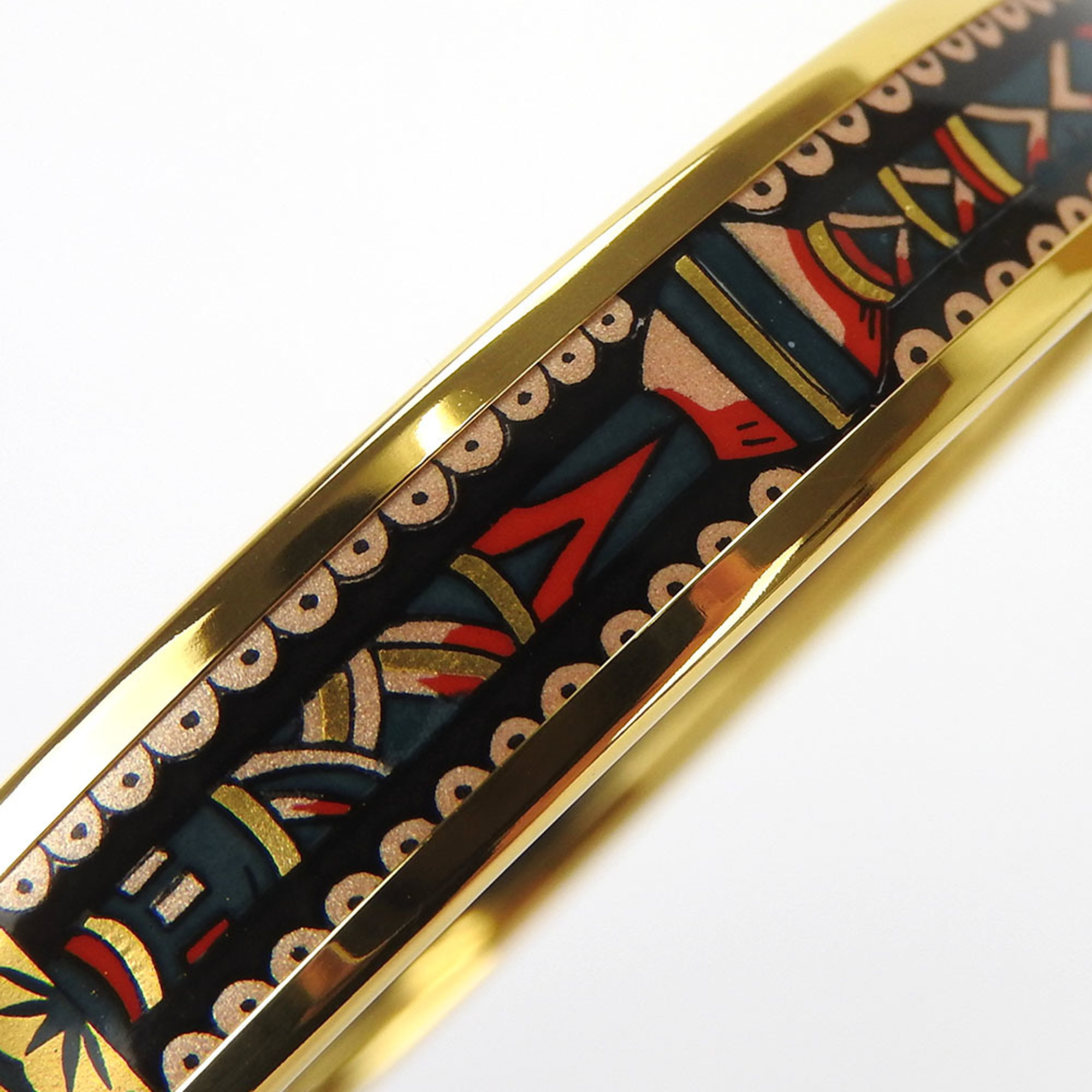 hermes enamel bangle bracelet accessory cloisonné gold black GP plated ladies accessories