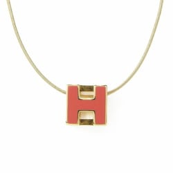 Hermes Necklace Cage de Ash H Cube Gold Pink GP Pendant Accessories Women's HERMES necklaceAccessories