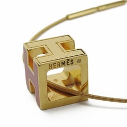 Hermes Necklace Cage de Ash H Cube Gold Pink GP Pendant Accessories Women's HERMES necklaceAccessories