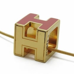 Hermes Necklace Cage de Ash H Cube Gold Pink GP Pendant Accessories Women's HERMES necklaceAccessories