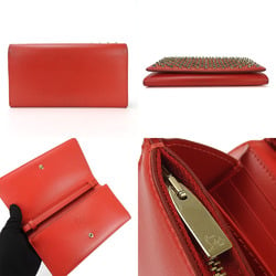 Christian Louboutin Bifold Long Wallet 1175077 Studded Macaron Leather Red Accessories Ladies long wallet red