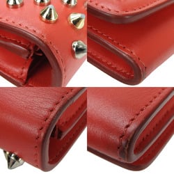 Christian Louboutin Bifold Long Wallet 1175077 Studded Macaron Leather Red Accessories Ladies long wallet red