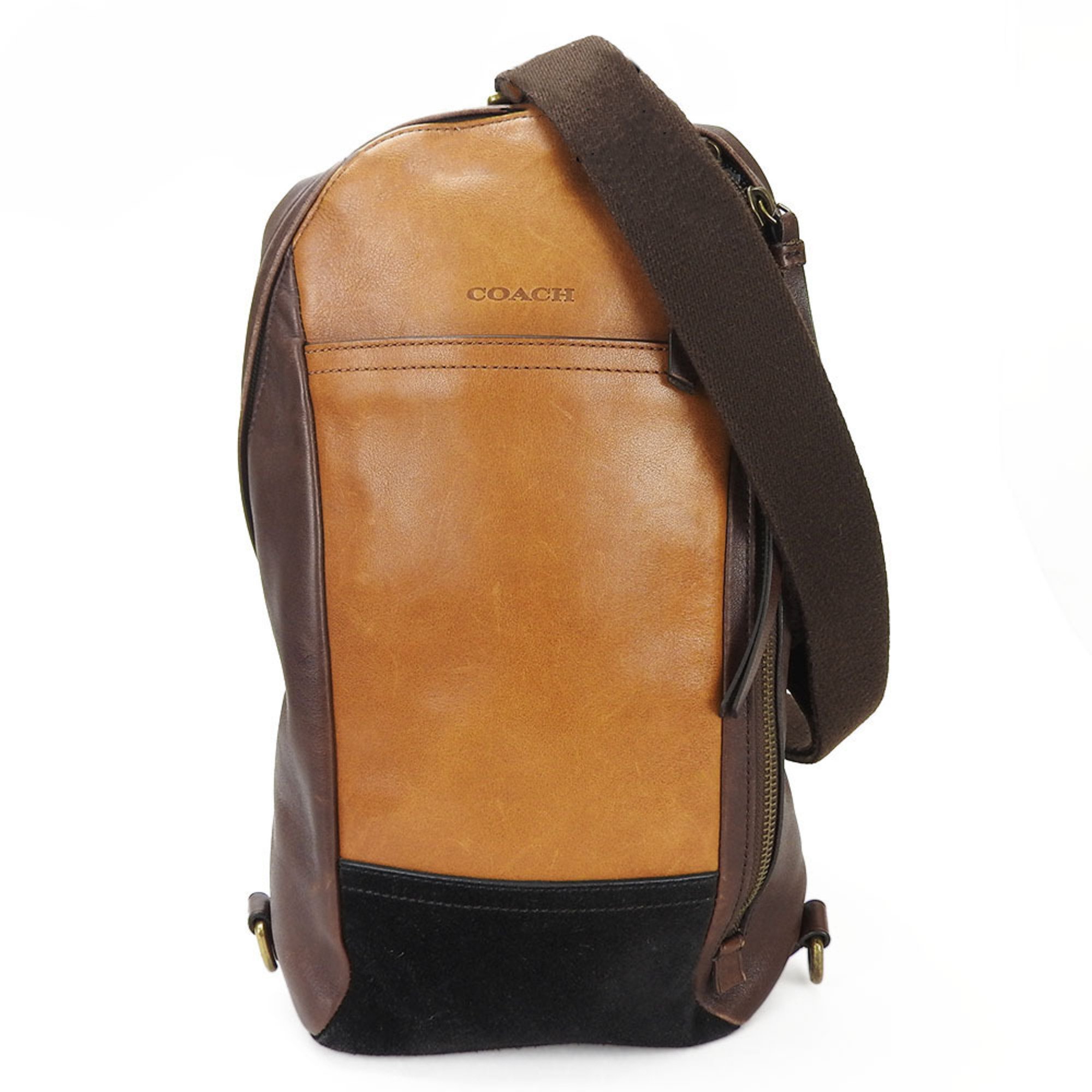 Coach body bag 70796 brown leather suede men's coach