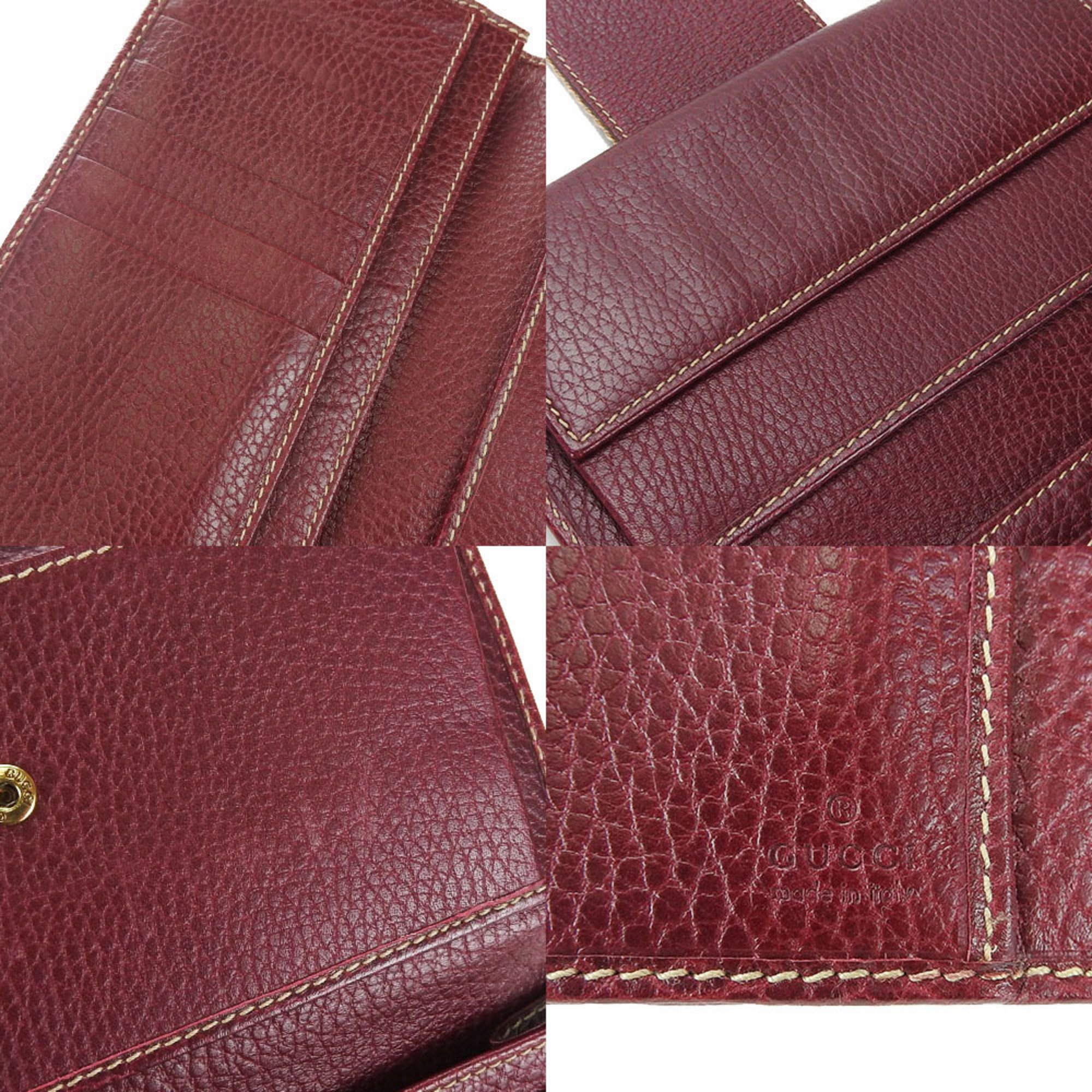 GUCCI Long Wallet 181668 Leather Bordeaux Women's Accessories bordeaux