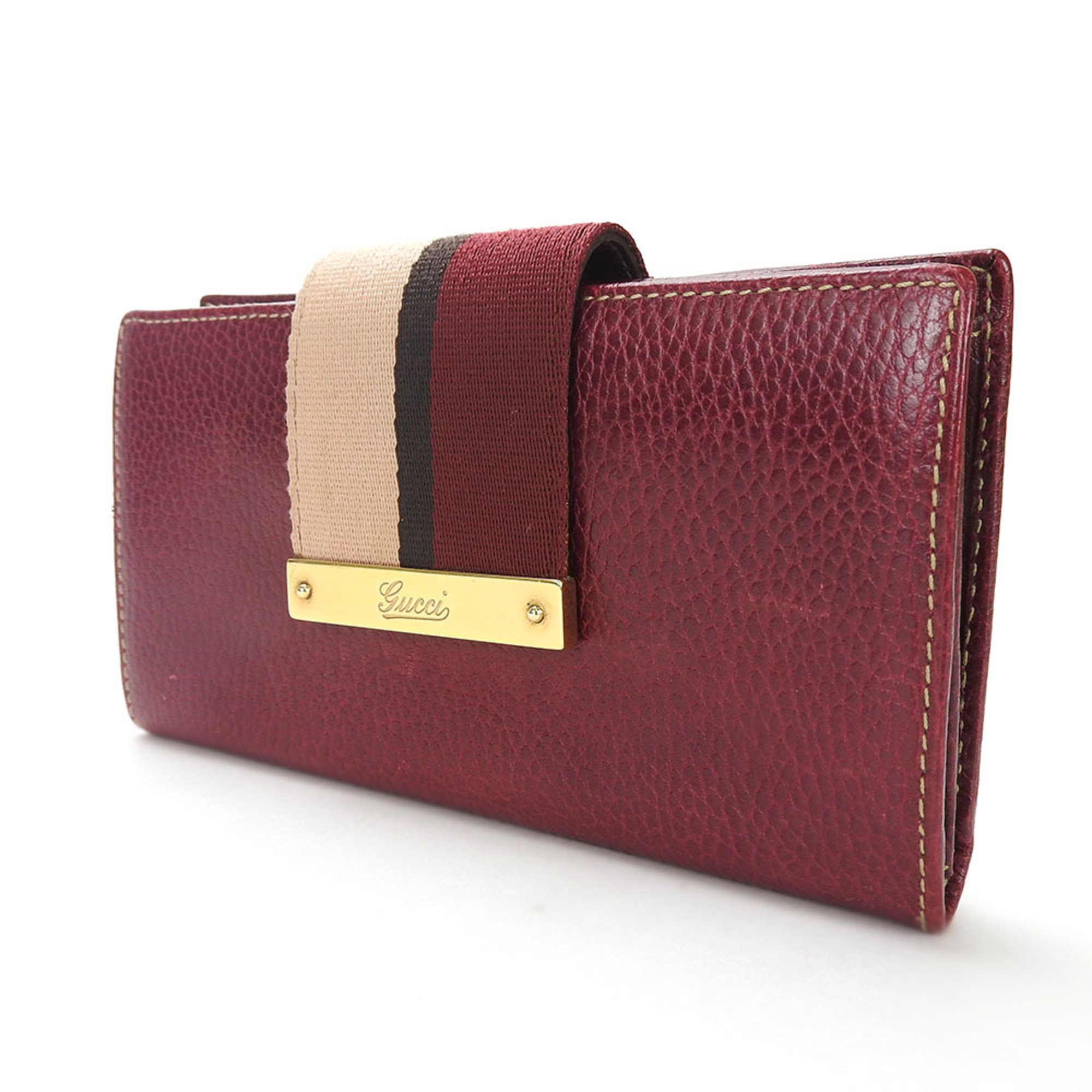 GUCCI Long Wallet 181668 Leather Bordeaux Women's Accessories bordeaux