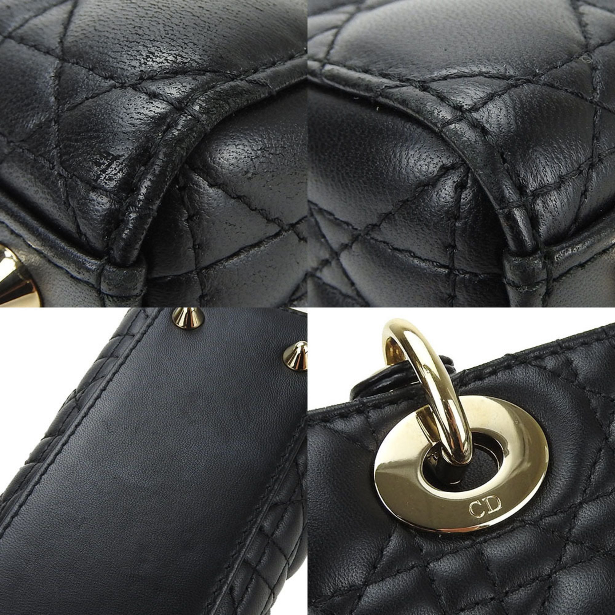 Christian Dior Handbag Shoulder Lady Cannage My ABC MY Small Lambskin Leather Black Women's hand bag black leather small