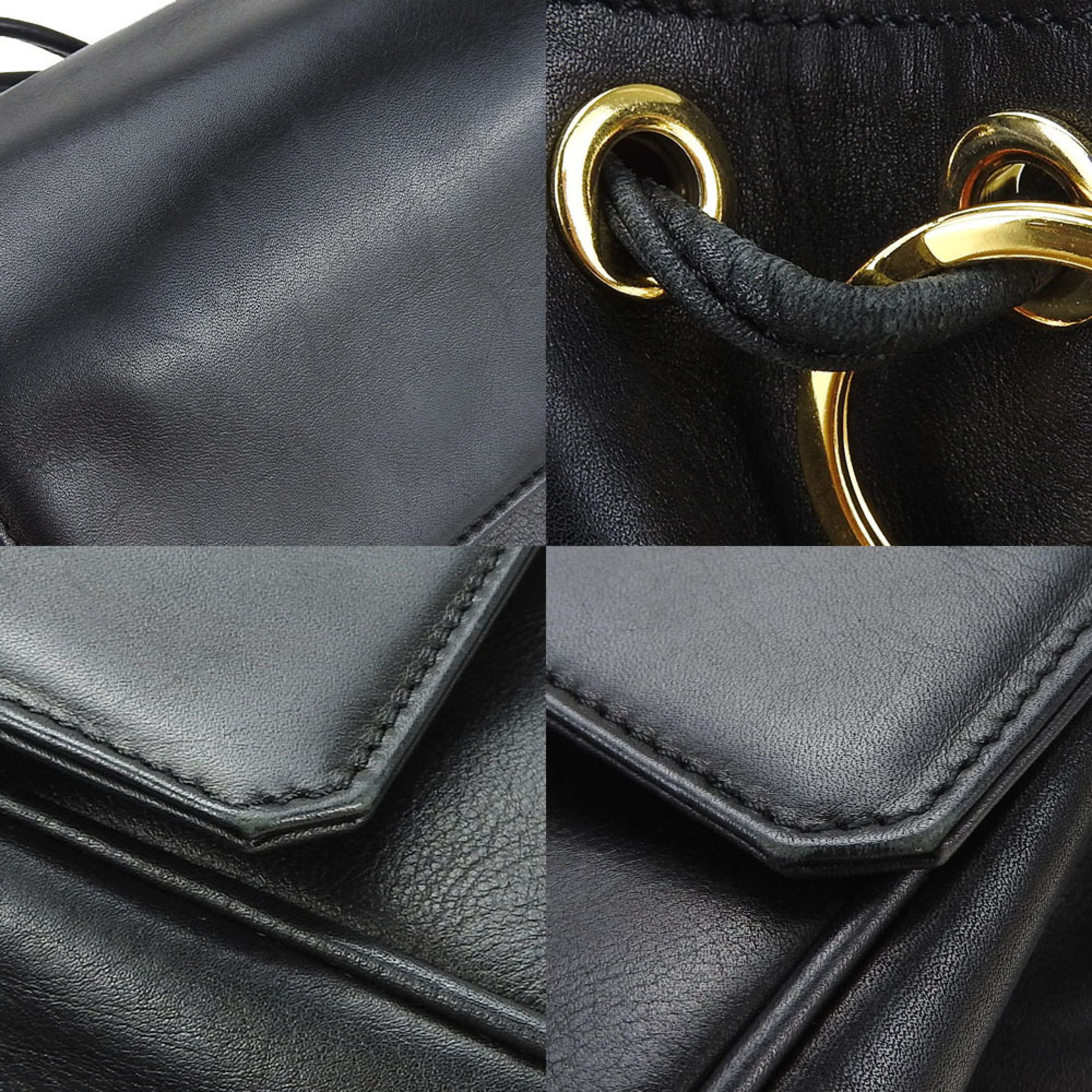 Christian Dior Shoulder Bag Leather Black Women's black