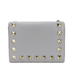 Valentino Garavani Bifold Wallet Compact QW1P0P39BOL Gray Rockstud Leather Ladies compact wallet leather gray