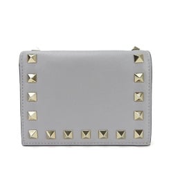 Valentino Garavani Bifold Wallet Compact QW1P0P39BOL Gray Rockstud Leather Ladies compact wallet leather gray