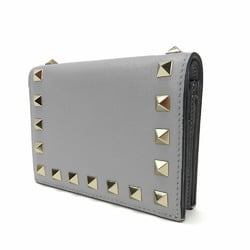 Valentino Garavani Bifold Wallet Compact QW1P0P39BOL Gray Rockstud Leather Ladies compact wallet leather gray