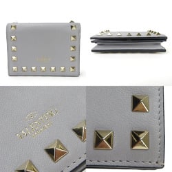 Valentino Garavani Bifold Wallet Compact QW1P0P39BOL Gray Rockstud Leather Ladies compact wallet leather gray