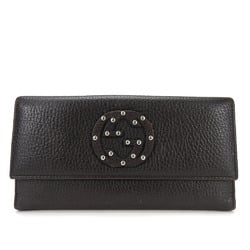 Gucci Bifold Long Wallet W 231843 Interlocking Double GG Leather Dark Brown Accessory Women's GUCCI