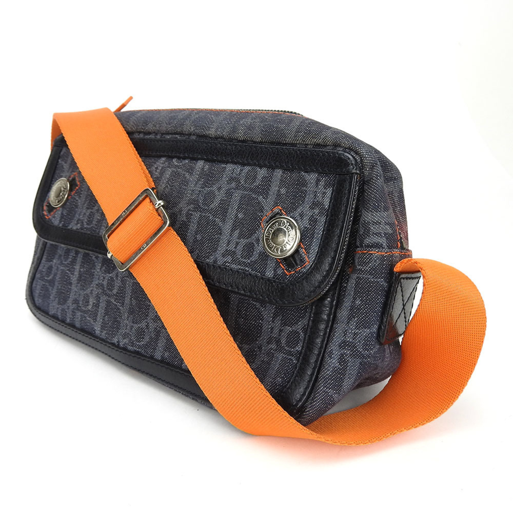 Line Corporation Christian Dior one shoulder bag flight line trotter navy orange ladies denim canvas