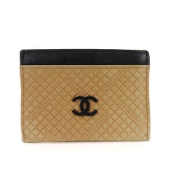 CHANEL Card Case Credit No. 9 Leather Beige Black Coco Mark Accessories Ladies Coin card case leather black coco