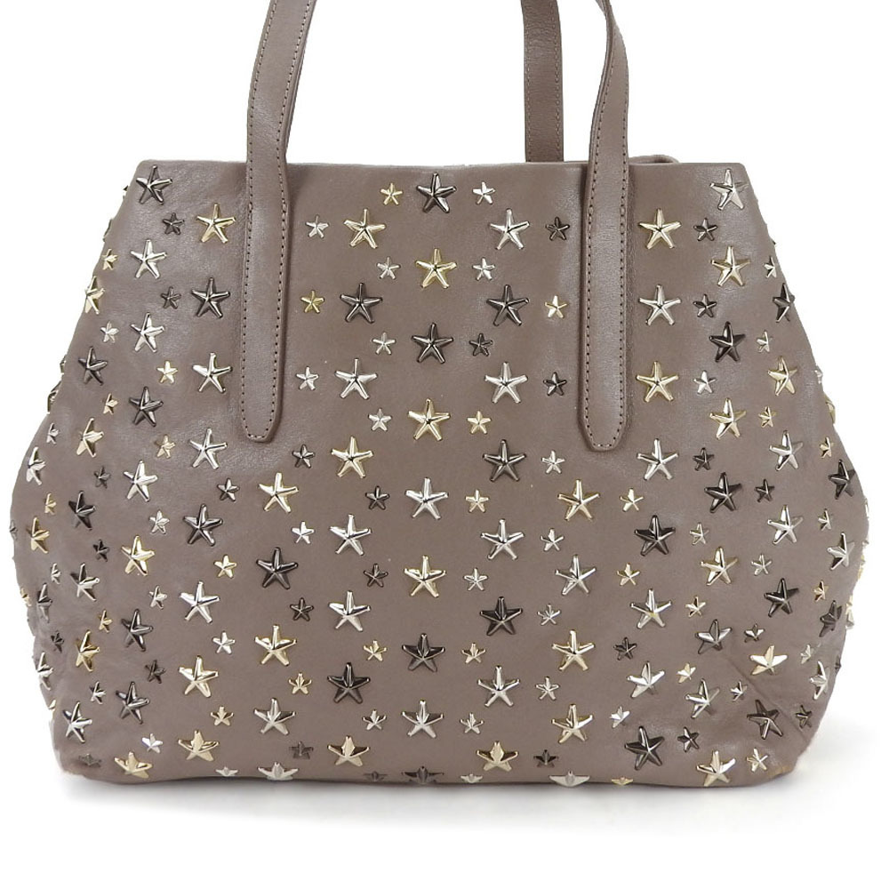 Jimmy Choo Tote Bag Sofia M LTR 173 Leather Gray Musk Studded Star