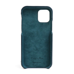 Christian Dior Smartphone Case iPhone12 Pro Leather Green Blue Ladies