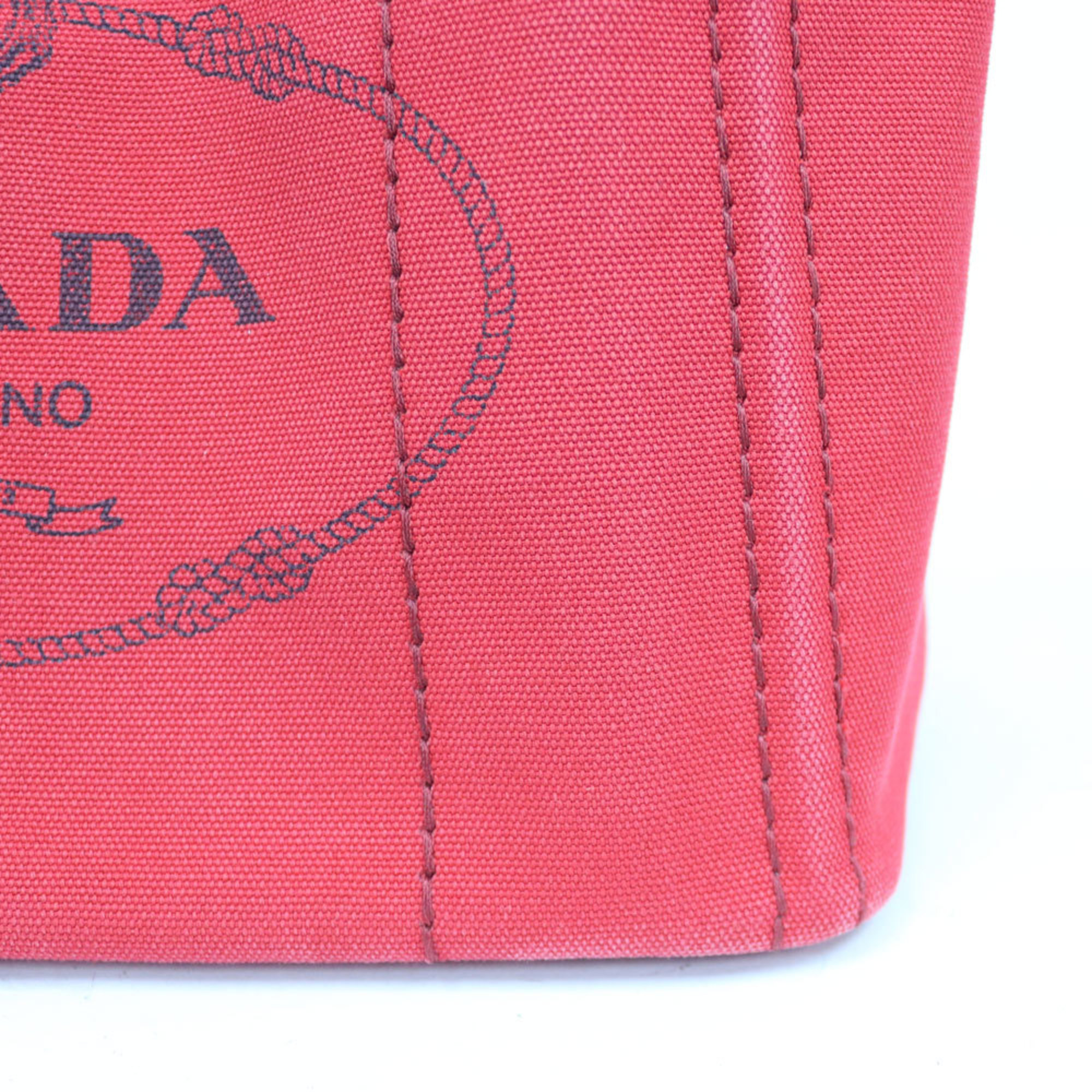 Prada Canapa Tote Mini Shoulder Bag Canvas Red Ladies PRADA Handbag