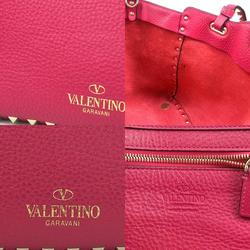 Valentino Garavani Handbag Shoulder Bag Rockstud Leather/Metal Magenta/Gold Women's