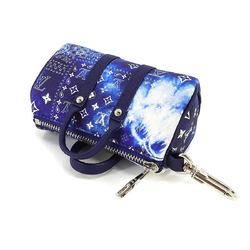 LOUIS VUITTON Monogram Bandana Porte Cle Pouch Keychain Charm Blue MP3337 Silver Hardware Key
