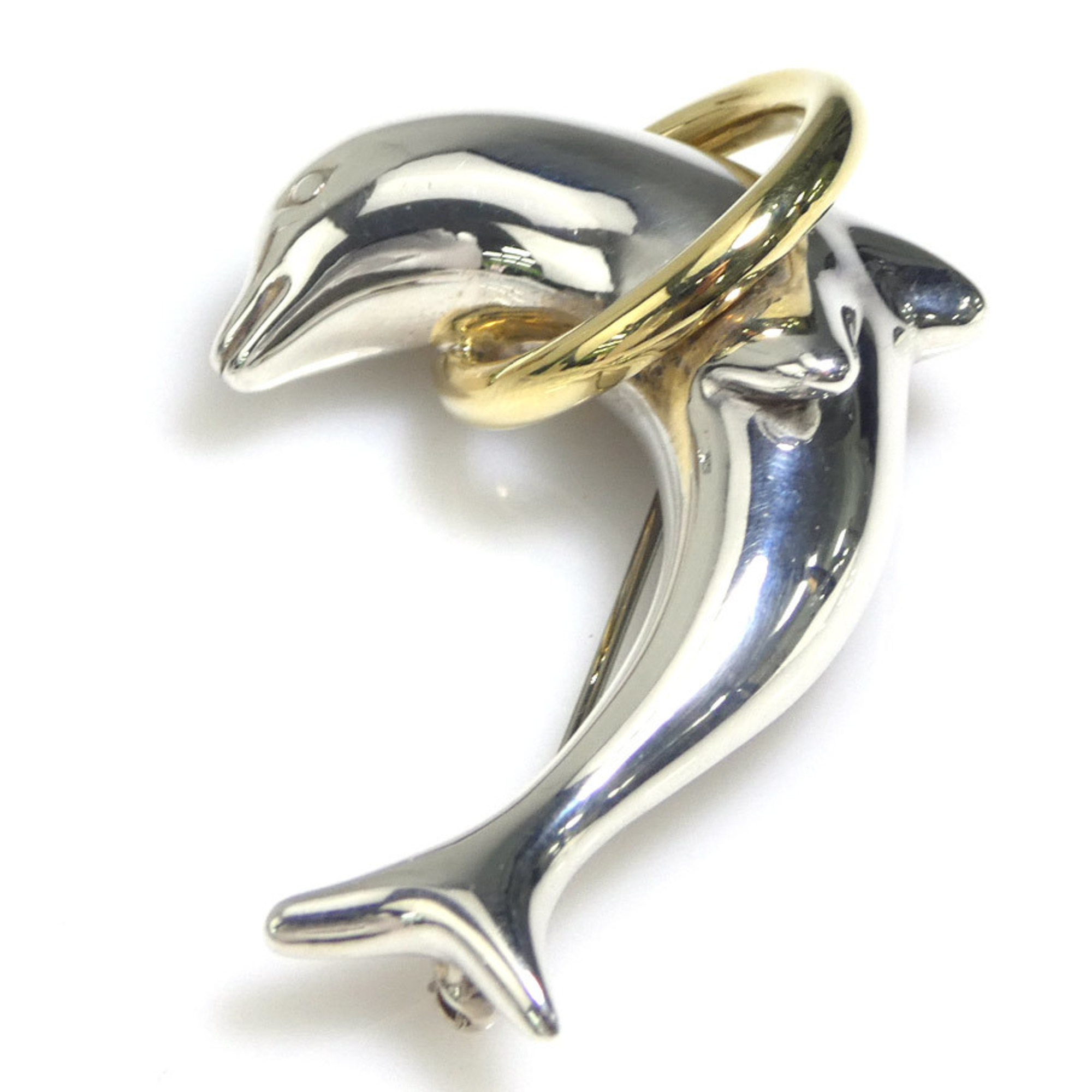 Tiffany TIFFANY&Co. Brooch Dolphin Silver 925/750 Silver/Gold Ladies