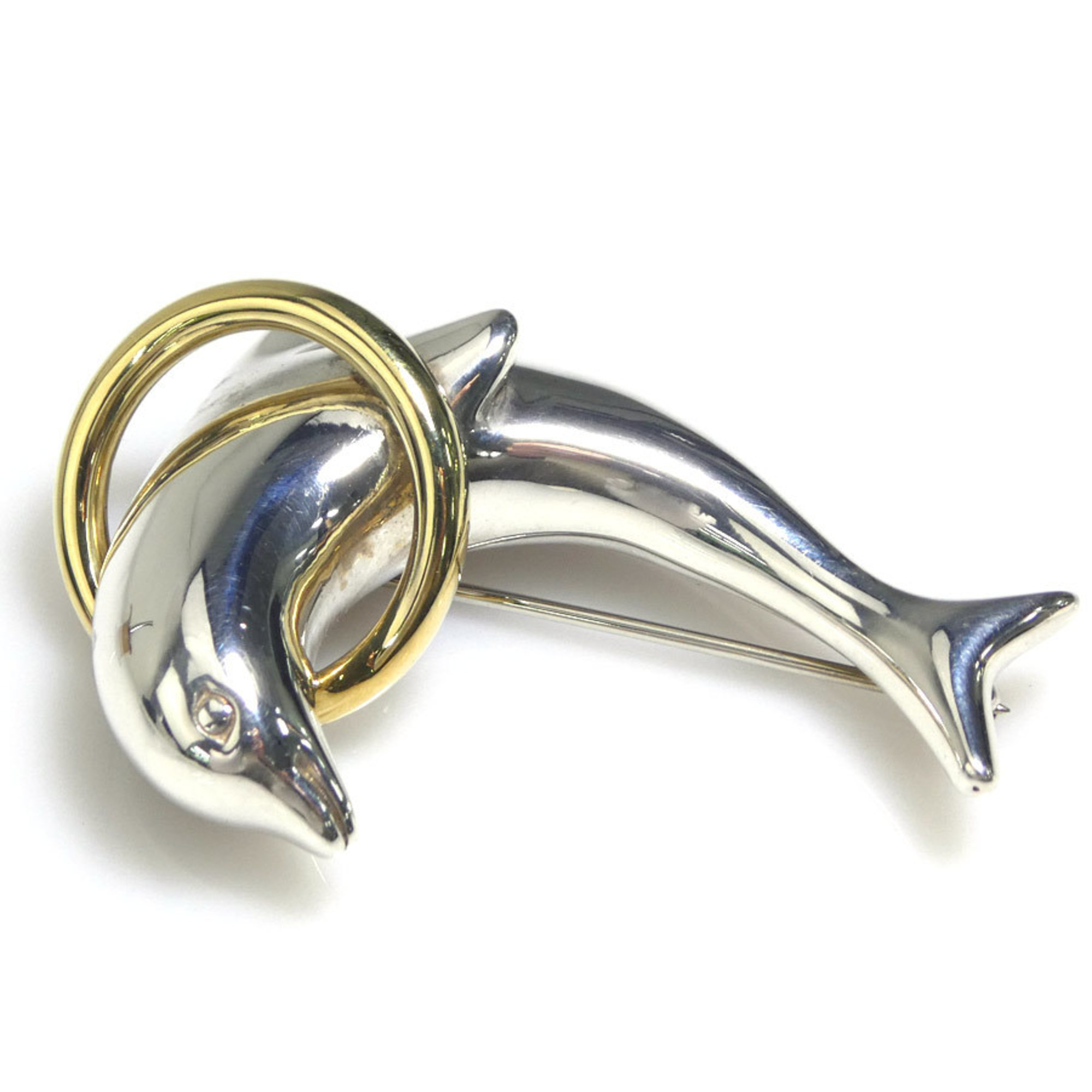 Tiffany TIFFANY&Co. Brooch Dolphin Silver 925/750 Silver/Gold Ladies