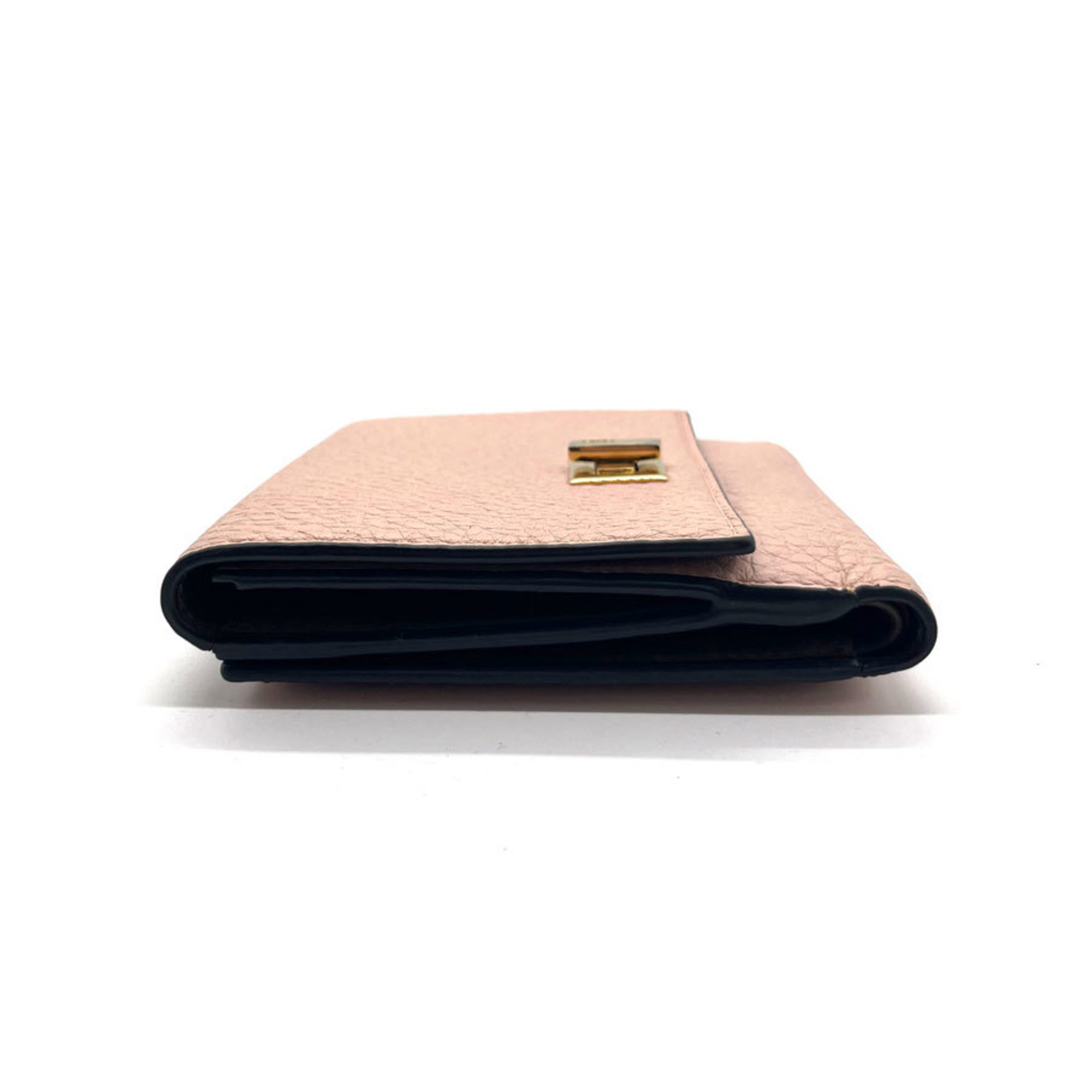 FENDI bifold wallet leather pink ladies