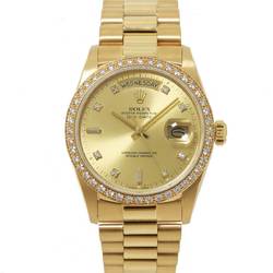 Rolex ROLEX Day-Date 18048A No. R Men's Watch Diamond Bezel 10P Gold Dial K18YG Yellow Solid Automatic Day-date